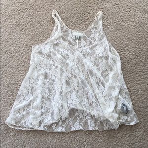 Cream Flowy Lace Tank Top